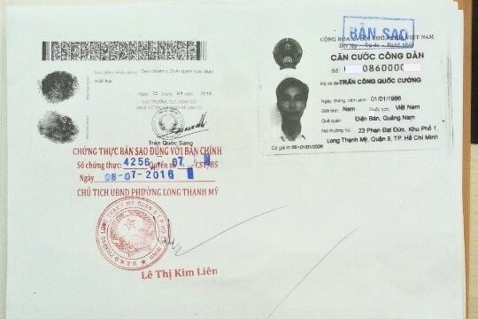 Mẫu căn cước công dân photo công chứng